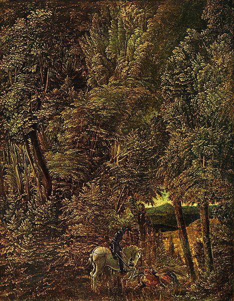 Albrecht Altdorfer Countryside of wood with Saint George fighting the dragon oil painting image